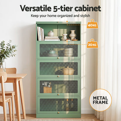 Artiss Buffet Sideboard Metal Cabinet - ELIA Green AI-SIDE-M-5D-02-GN-AB