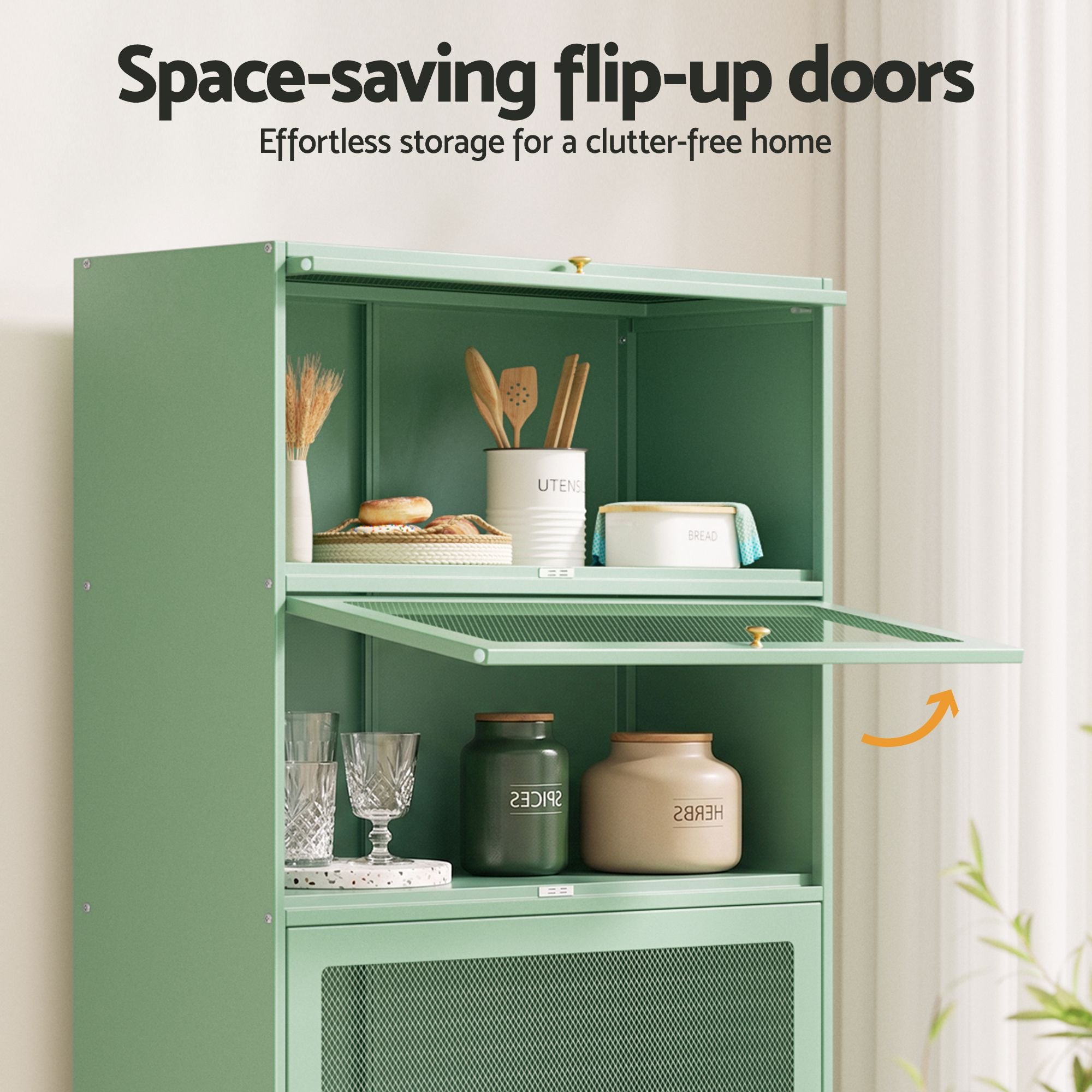 Artiss Buffet Sideboard Metal Cabinet - ELIA Green AI-SIDE-M-5D-02-GN-AB