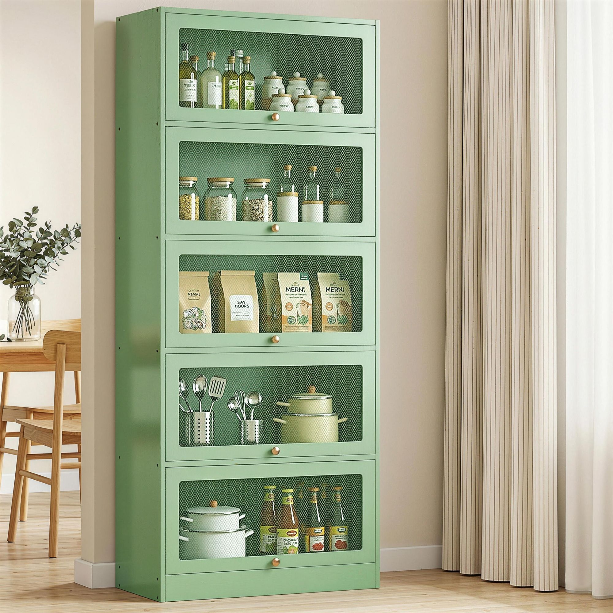 Artiss Buffet Sideboard Metal Cabinet - ELIA Green AI-SIDE-M-5D-02-GN-AB