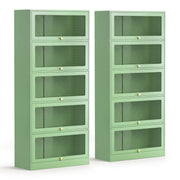 Artiss 2x Buffet Sideboard Cabinet Storage Cupboard Mesh Doors Metal ELIA Green AI-SIDE-M-5D-02-GN-ABX2