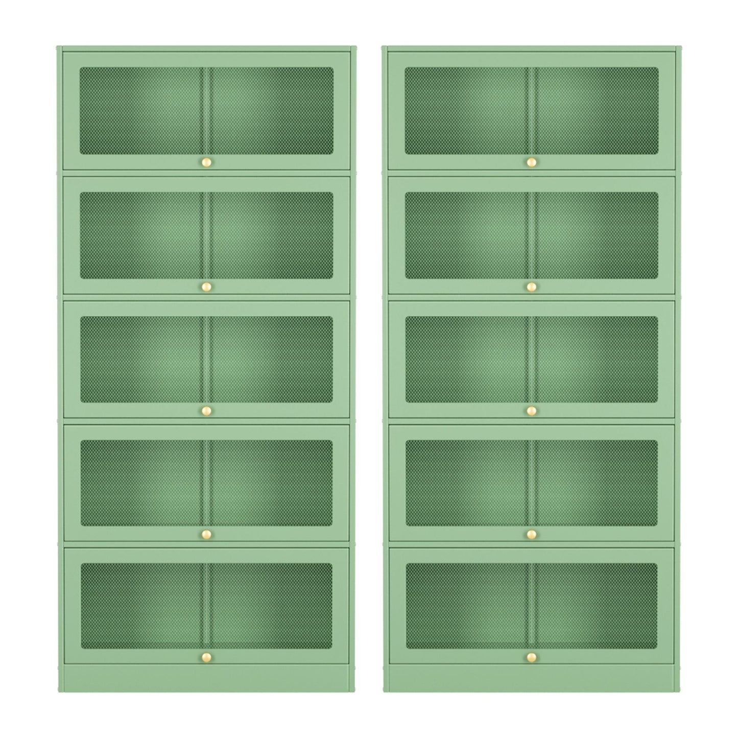 Artiss 2x Buffet Sideboard Cabinet Storage Cupboard Mesh Doors Metal ELIA Green AI-SIDE-M-5D-02-GN-ABX2