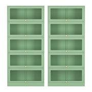 Artiss 2x Buffet Sideboard Cabinet Storage Cupboard Mesh Doors Metal ELIA Green AI-SIDE-M-5D-02-GN-ABX2