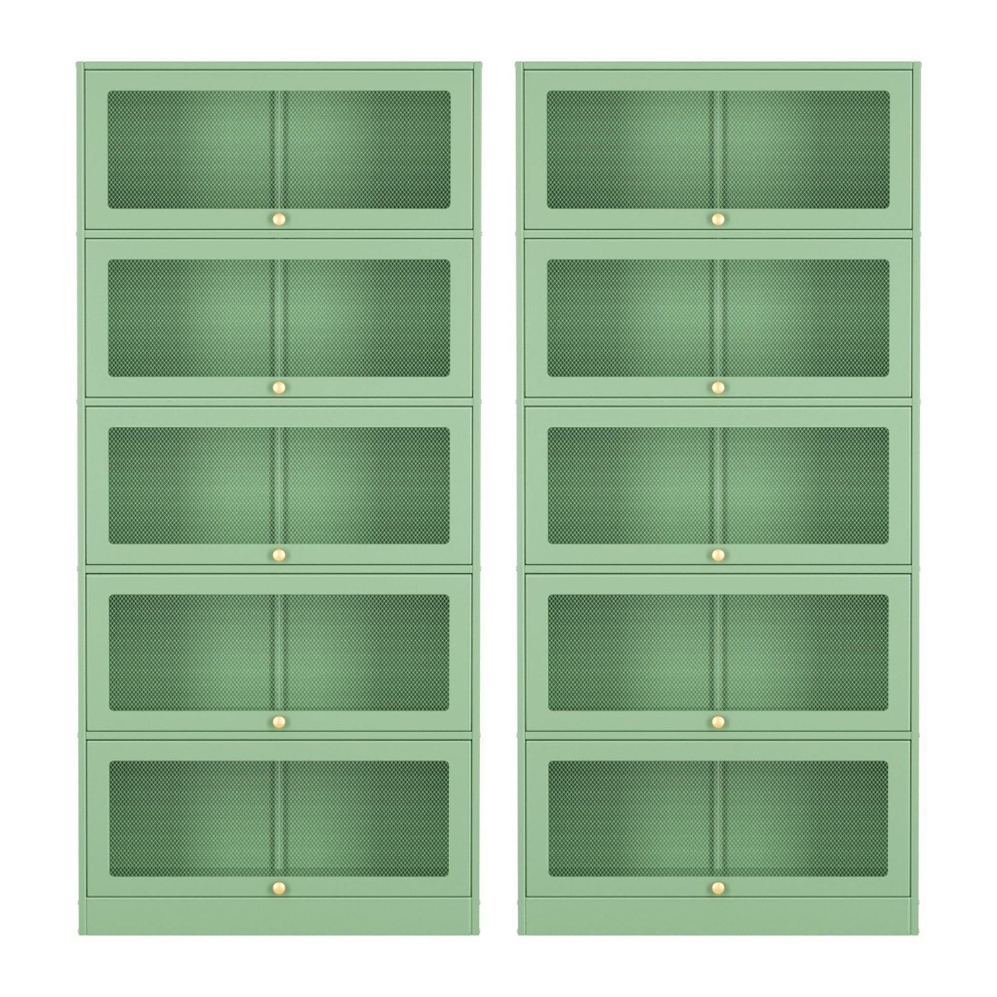 Artiss 2x Buffet Sideboard Cabinet Storage Cupboard Mesh Doors Metal ELIA Green AI-SIDE-M-5D-02-GN-ABX2