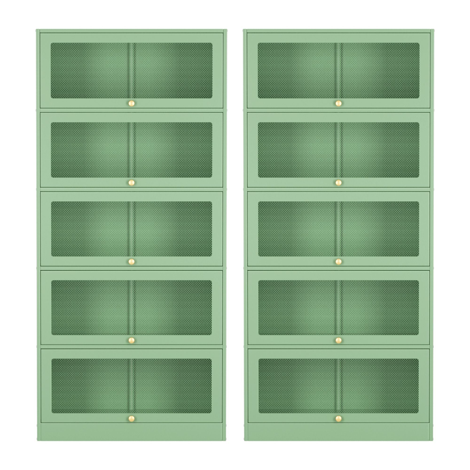 Artiss 2x Buffet Sideboard Cabinet Storage Cupboard Mesh Doors Metal ELIA Green AI-SIDE-M-5D-02-GN-ABX2