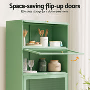 Artiss 2x Buffet Sideboard Cabinet Storage Cupboard Mesh Doors Metal ELIA Green AI-SIDE-M-5D-02-GN-ABX2