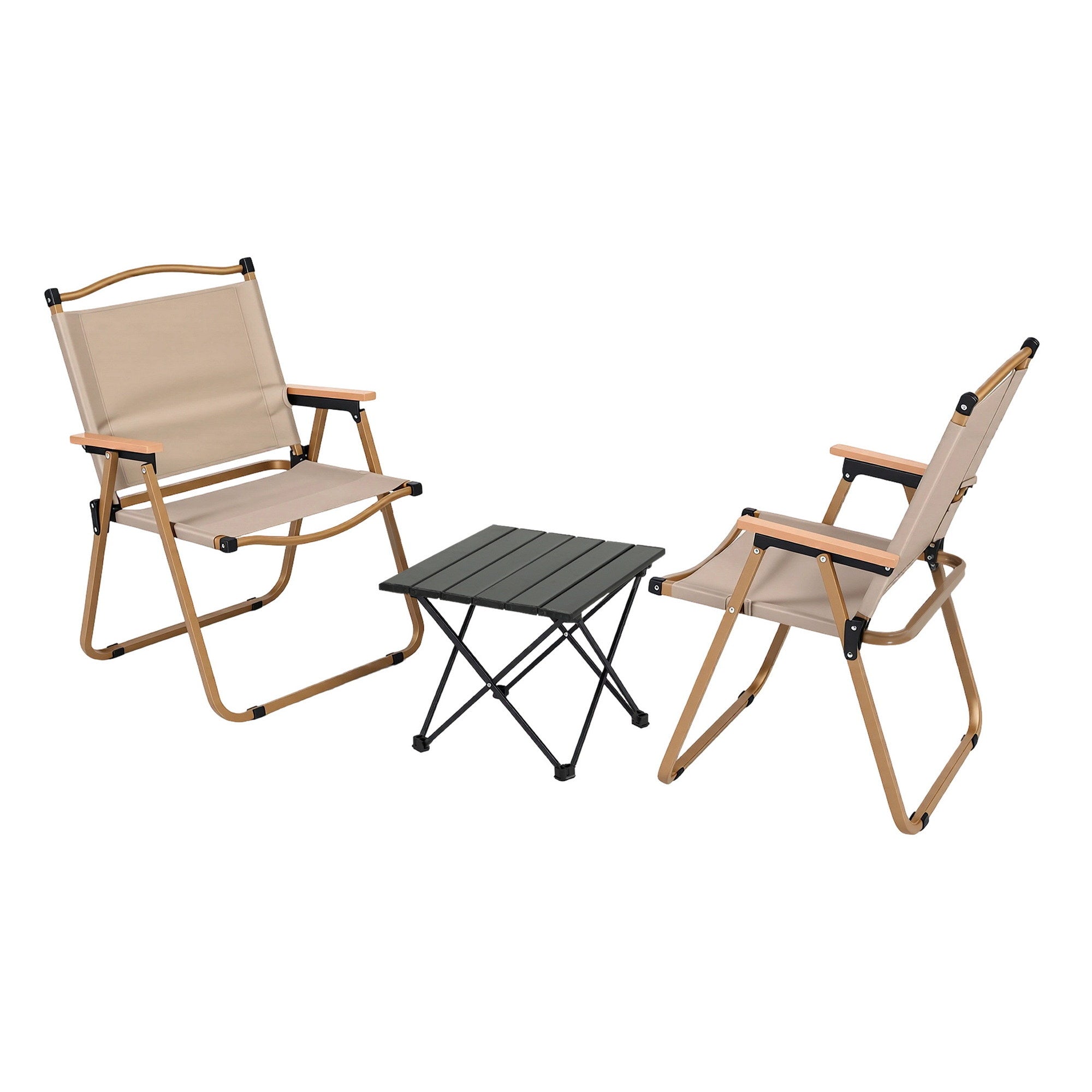 Weisshorn 3pc Camping Table Chair Set Outdoor Folding Aluminium Portable Picnic ALU-FOLD-BGX2-ALUM-40