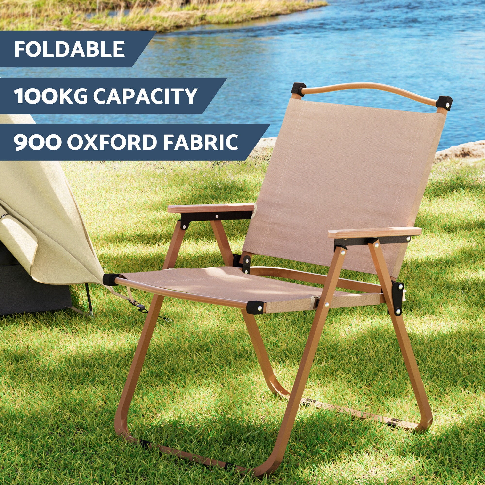 Weisshorn 3pc Camping Table Chair Set Outdoor Folding Aluminium Portable Picnic ALU-FOLD-BGX2-ALUM-40