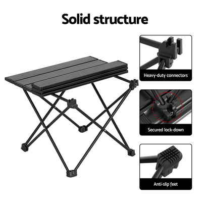 Weisshorn 3pc Camping Table Chair Set Outdoor Folding Aluminium Portable Picnic ALU-FOLD-BGX2-ALUM-40