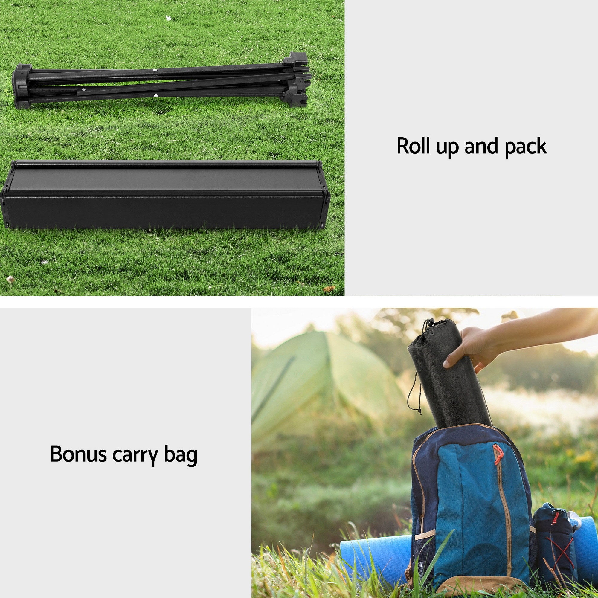 Weisshorn 3pc Camping Table Chair Set Outdoor Folding Aluminium Portable Picnic ALU-FOLD-BGX2-ALUM-40