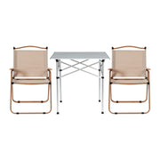 Weisshorn 3pc Camping Table Chair Set Outdoor Folding Aluminium Portable Picnic ALU-FOLD-BGX2-ALUM-70