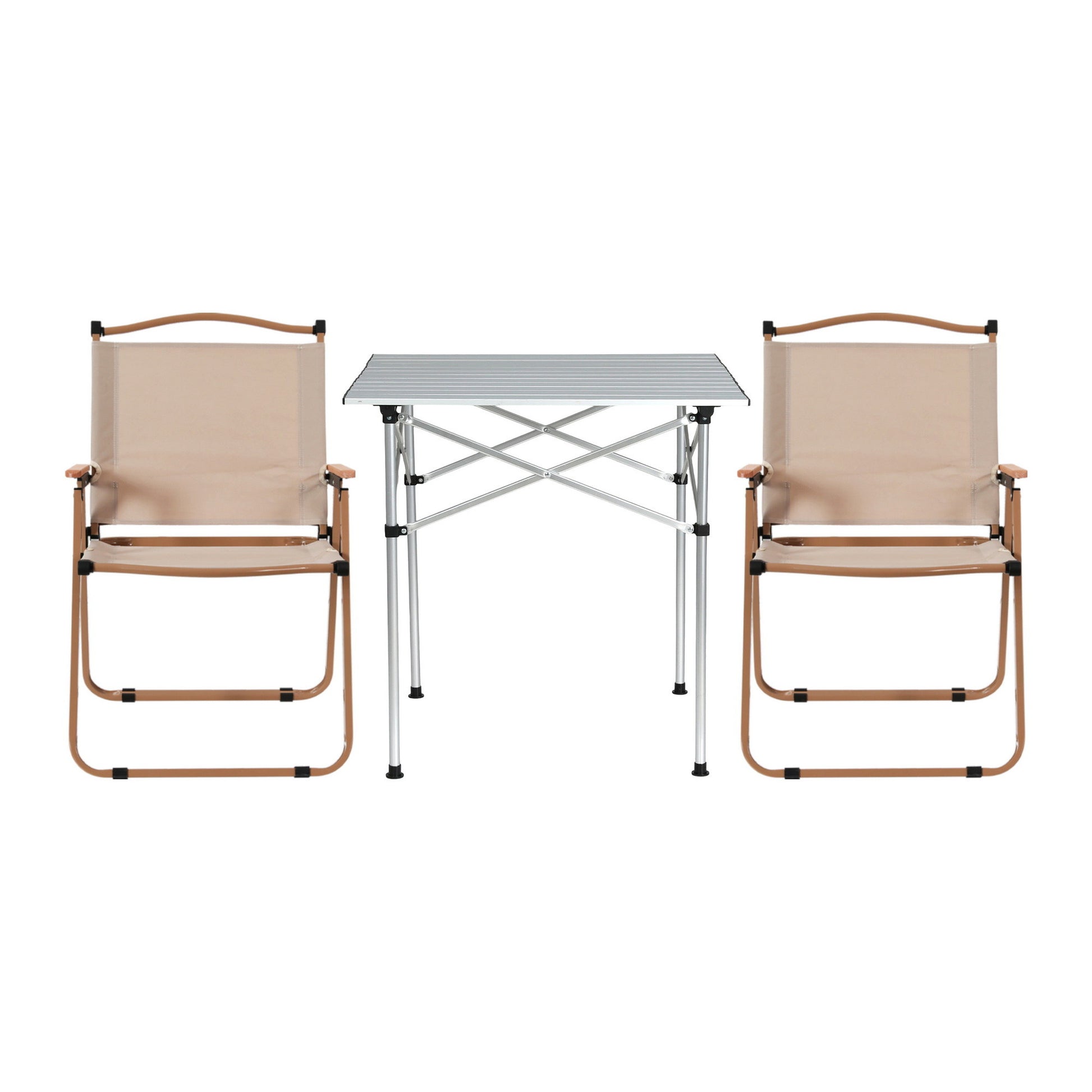 Weisshorn 3pc Camping Table Chair Set Outdoor Folding Aluminium Portable Picnic ALU-FOLD-BGX2-ALUM-70