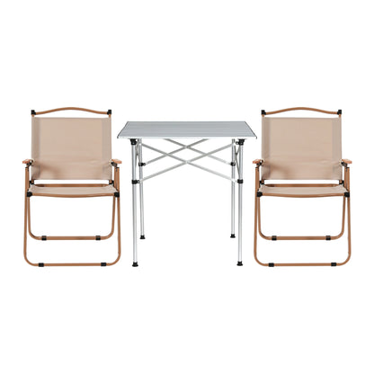 Weisshorn 3pc Camping Table Chair Set Outdoor Folding Aluminium Portable Picnic ALU-FOLD-BGX2-ALUM-70