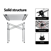 Weisshorn 3pc Camping Table Chair Set Outdoor Folding Aluminium Portable Picnic ALU-FOLD-BGX2-ALUM-70