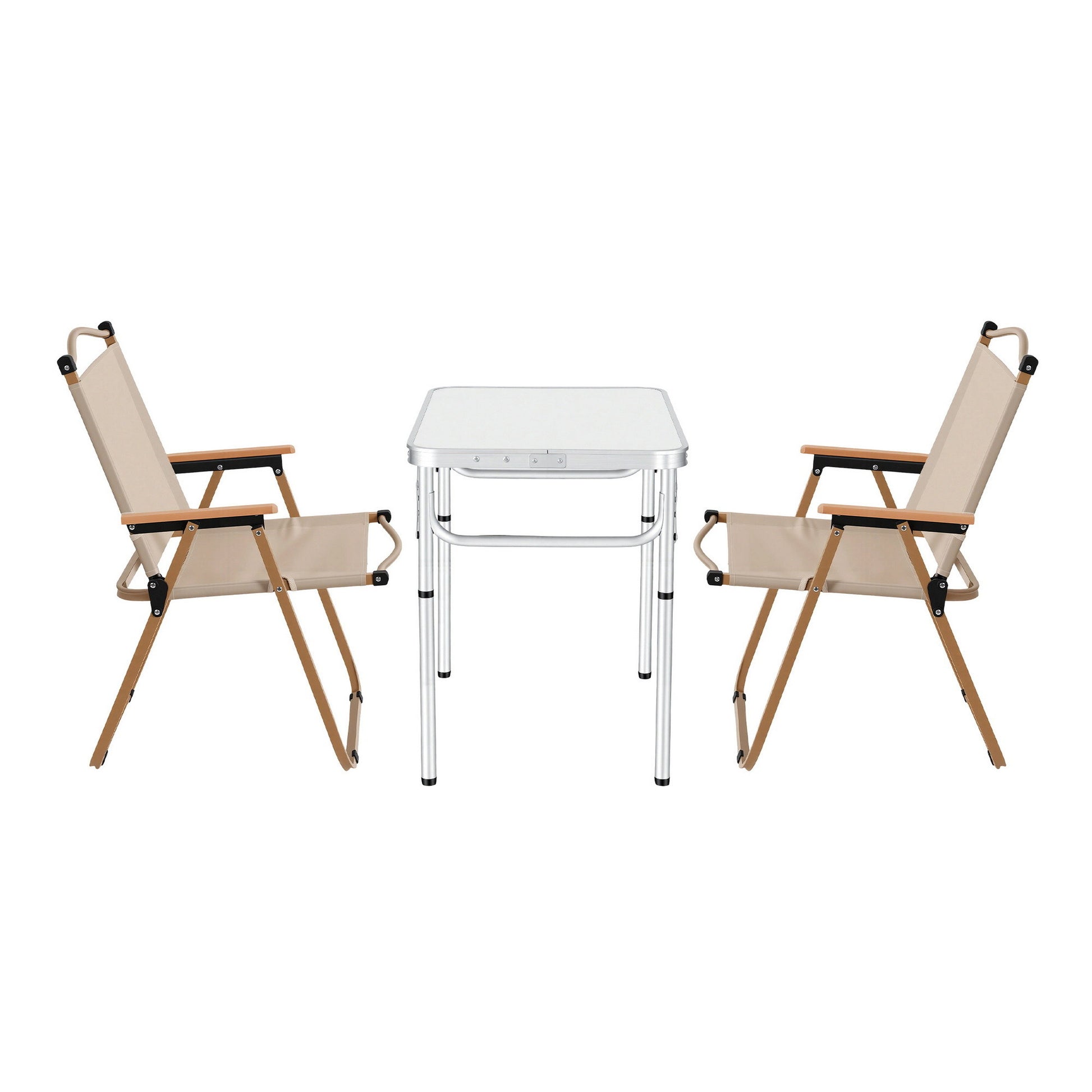 Weisshorn 3pc Camping Table Chair Set Outdoor Folding Aluminium Portable Picnic ALU-FOLD-BGX2-MDF-60