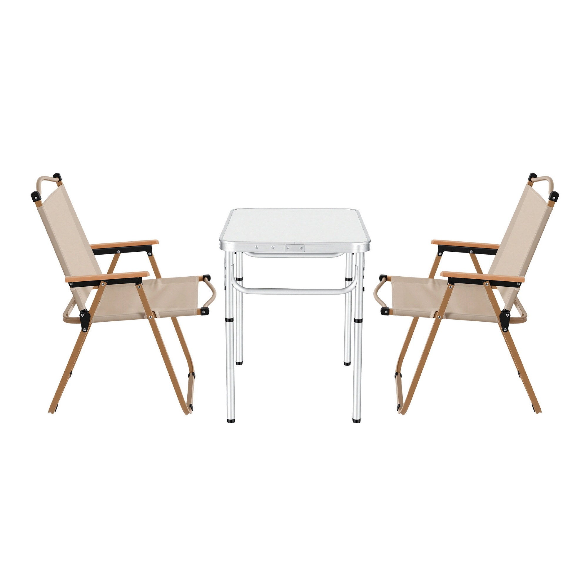Weisshorn 3pc Camping Table Chair Set Outdoor Folding Aluminium Portable Picnic ALU-FOLD-BGX2-MDF-60