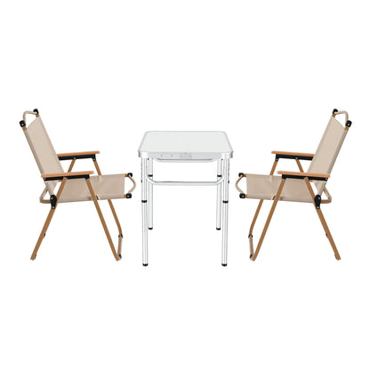 Weisshorn 3pc Camping Table Chair Set Outdoor Folding Aluminium Portable Picnic ALU-FOLD-BGX2-MDF-60