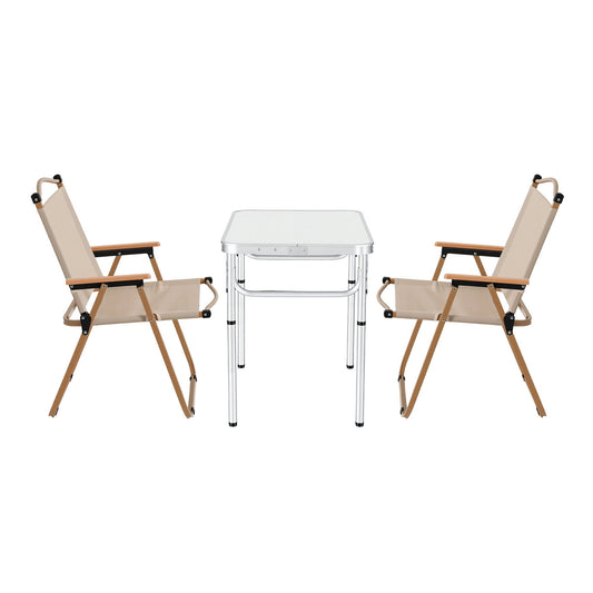 Weisshorn 3pc Camping Table Chair Set Outdoor Folding Aluminium Portable Picnic ALU-FOLD-BGX2-MDF-60