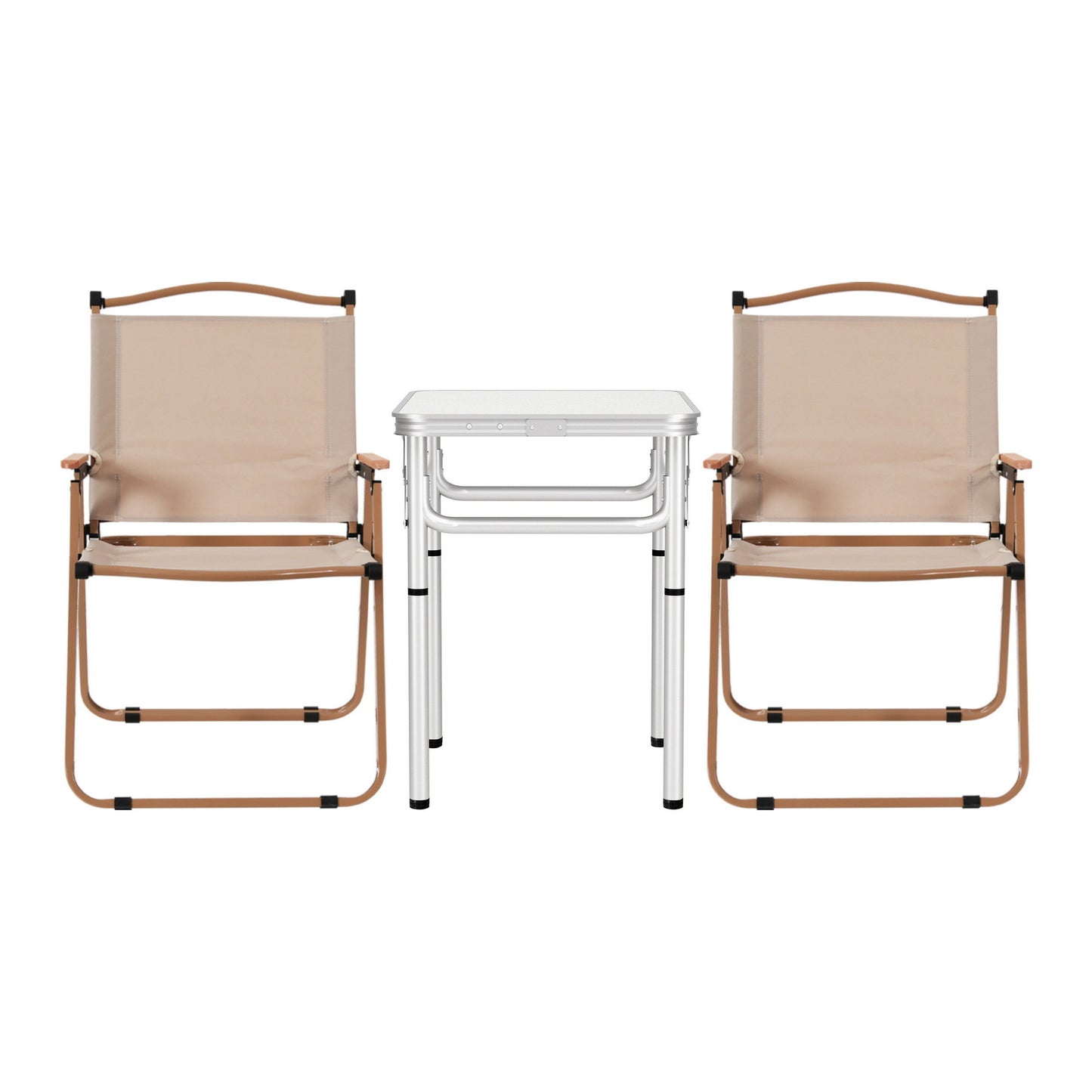 Weisshorn 3pc Camping Table Chair Set Outdoor Folding Aluminium Portable Picnic ALU-FOLD-BGX2-MDF-60