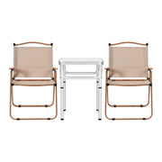 Weisshorn 3pc Camping Table Chair Set Outdoor Folding Aluminium Portable Picnic ALU-FOLD-BGX2-MDF-60