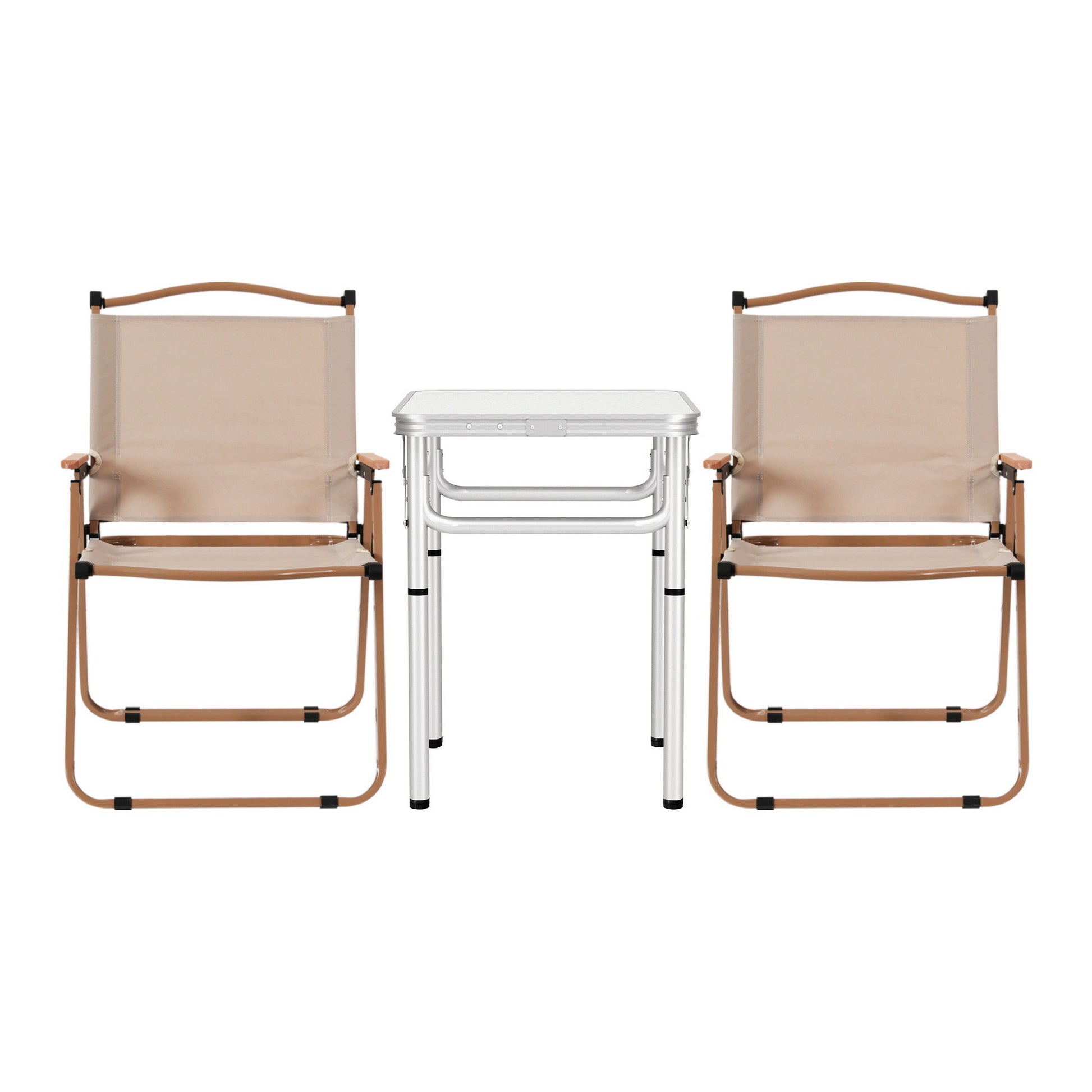 Weisshorn 3pc Camping Table Chair Set Outdoor Folding Aluminium Portable Picnic ALU-FOLD-BGX2-MDF-60