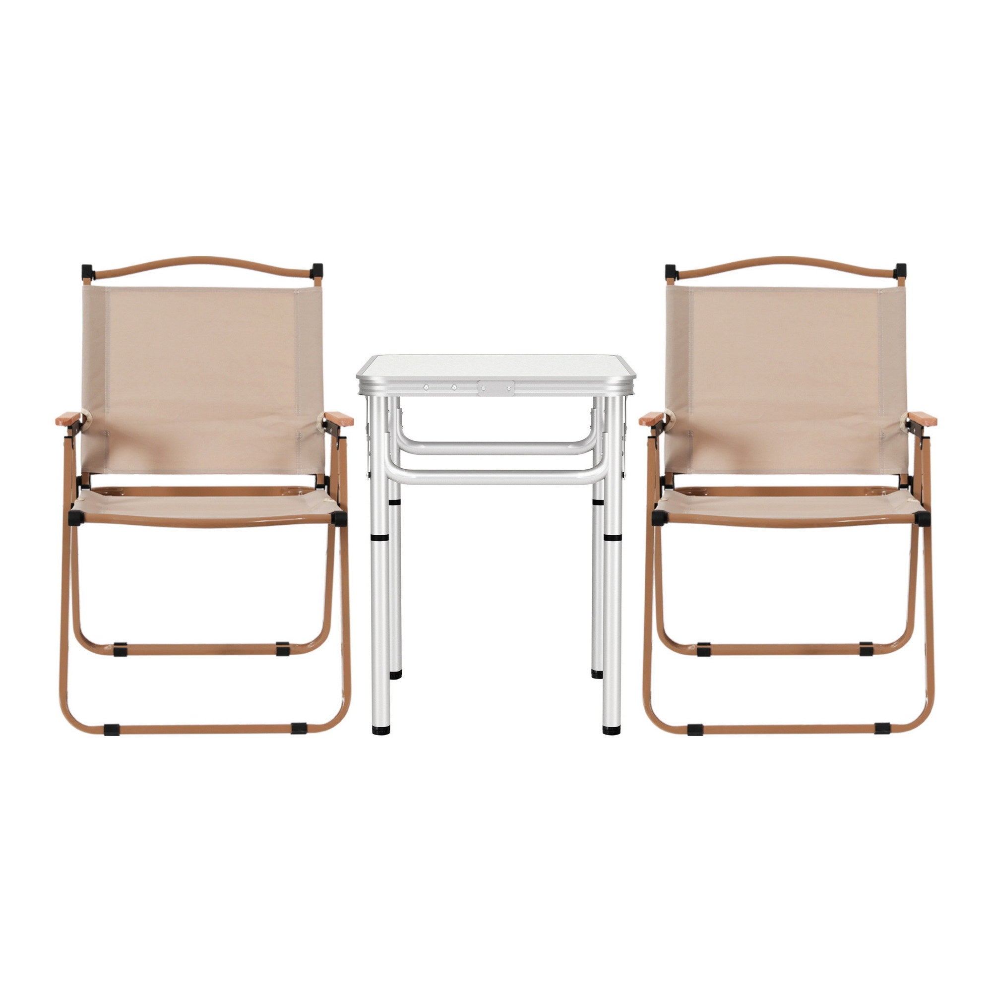 Weisshorn 3pc Camping Table Chair Set Outdoor Folding Aluminium Portable Picnic ALU-FOLD-BGX2-MDF-60