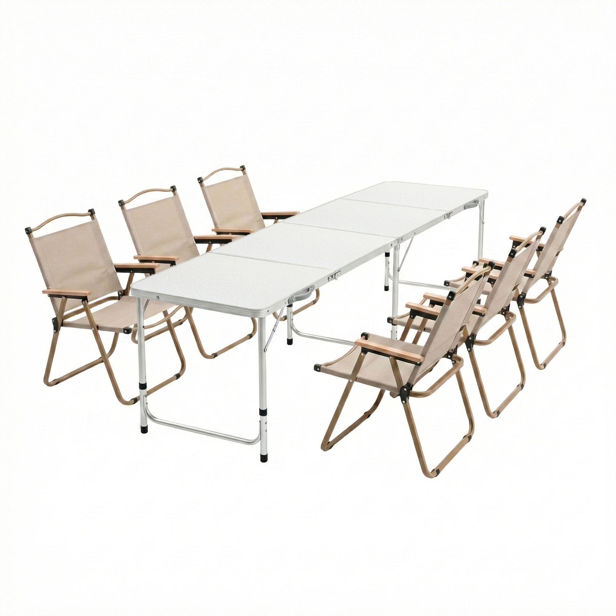 Weisshorn 7pc Camping Table Chair Set Outdoor Folding Aluminium Portable Picnic ALU-FOLD-BGX6-MDF-240