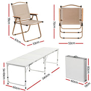 Weisshorn 7pc Camping Table Chair Set Outdoor Folding Aluminium Portable Picnic ALU-FOLD-BGX6-MDF-240