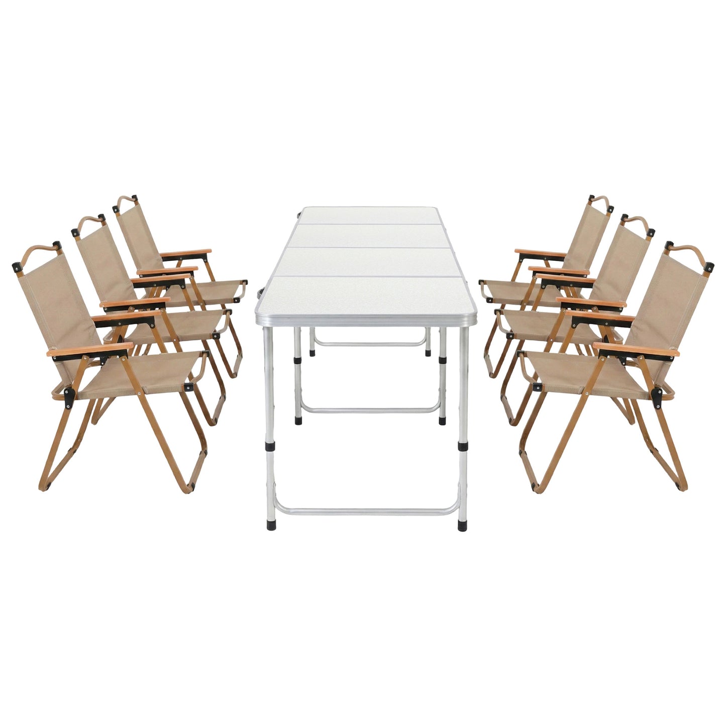 Weisshorn 7pc Camping Table Chair Set Outdoor Folding Aluminium Portable Picnic ALU-FOLD-BGX6-MDF-240