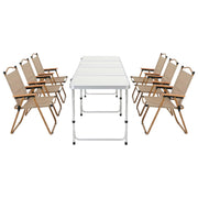 Weisshorn 7pc Camping Table Chair Set Outdoor Folding Aluminium Portable Picnic ALU-FOLD-BGX6-MDF-240