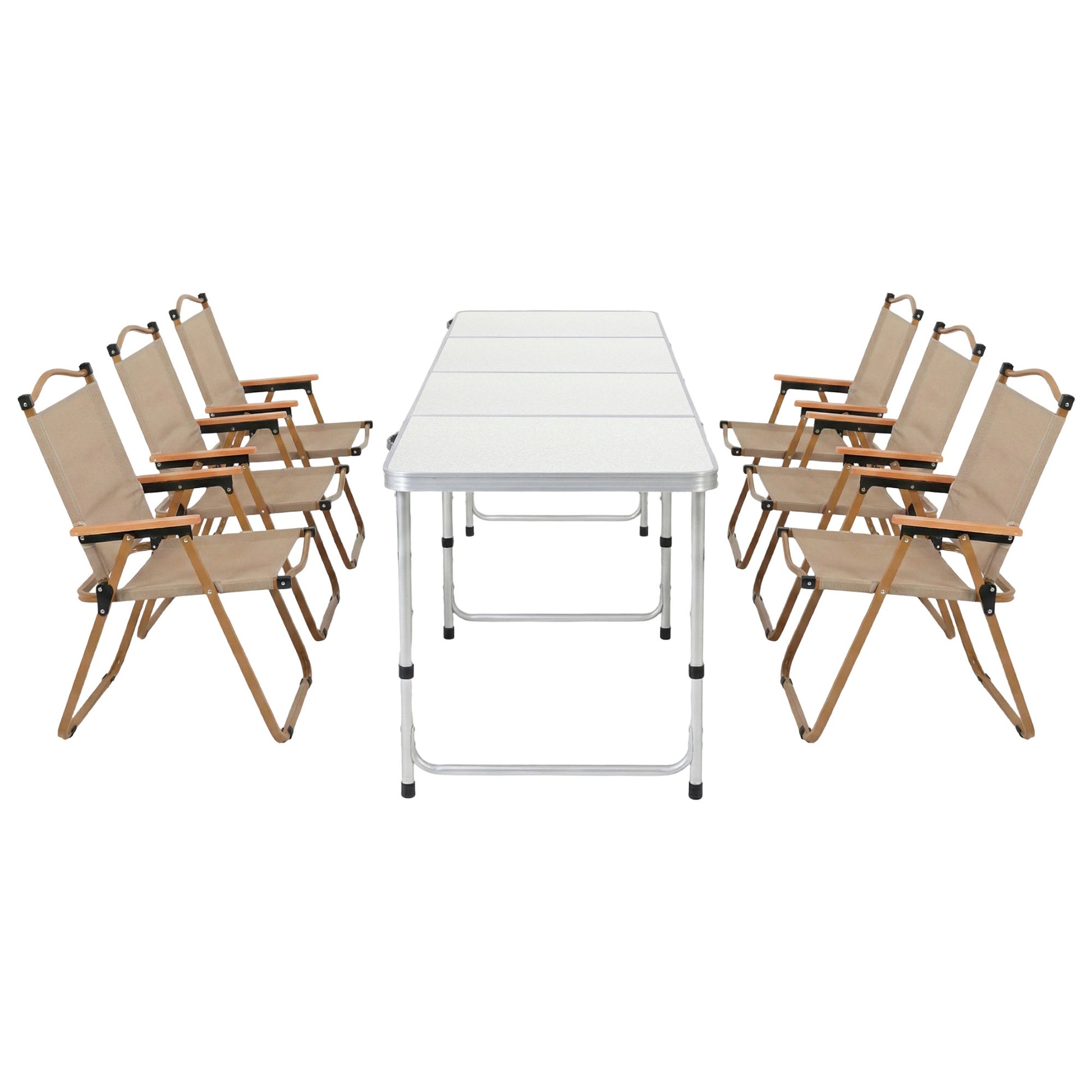 Weisshorn 7pc Camping Table Chair Set Outdoor Folding Aluminium Portable Picnic ALU-FOLD-BGX6-MDF-240
