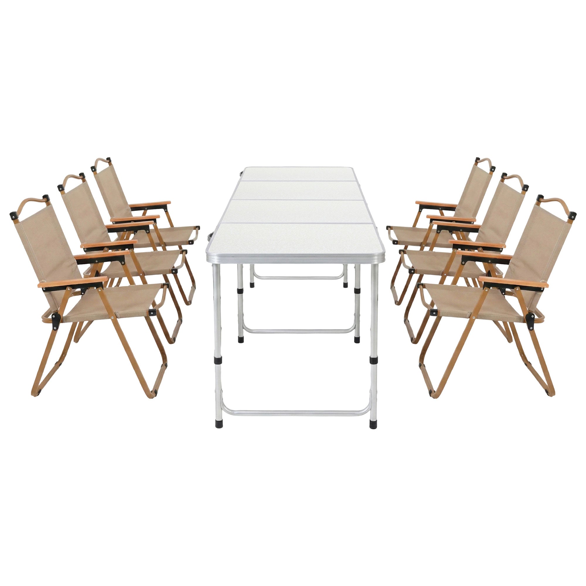 Weisshorn 7pc Camping Table Chair Set Outdoor Folding Aluminium Portable Picnic ALU-FOLD-BGX6-MDF-240