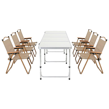 Weisshorn 7pc Camping Table Chair Set Outdoor Folding Aluminium Portable Picnic ALU-FOLD-BGX6-MDF-240