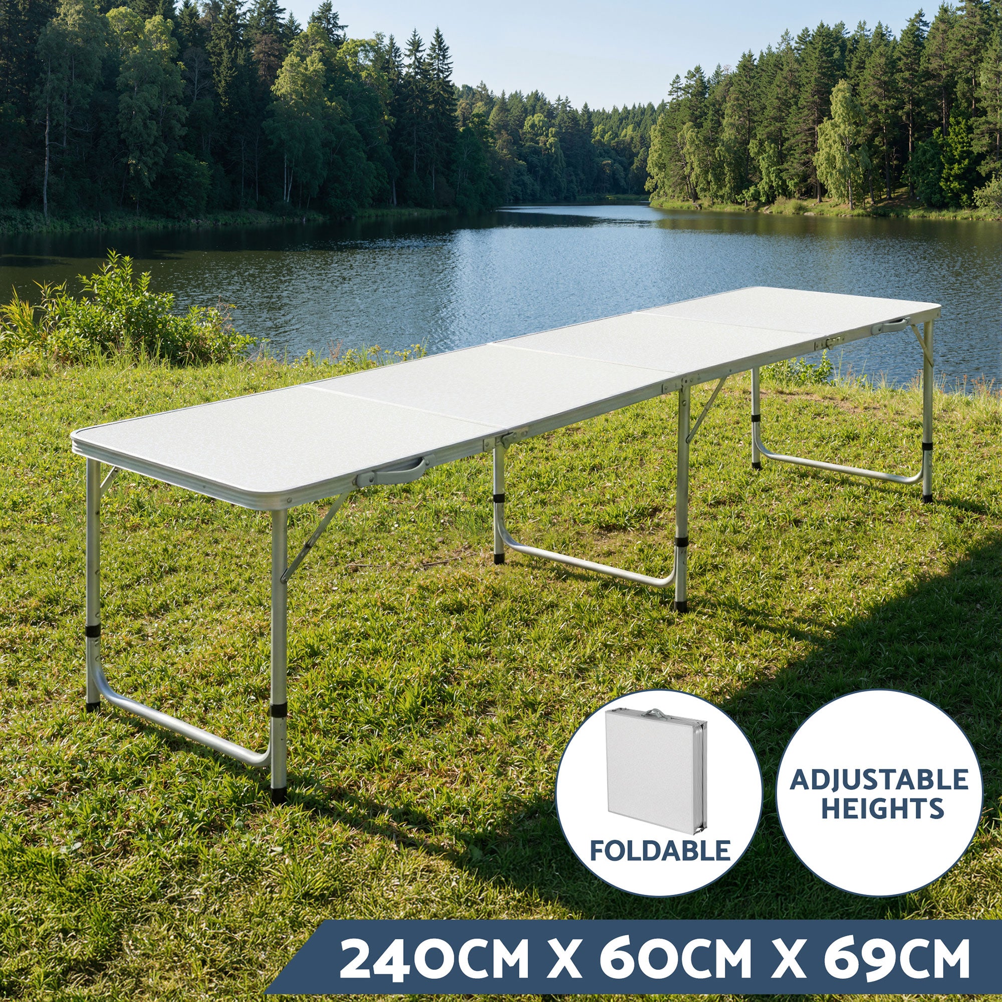 Weisshorn 7pc Camping Table Chair Set Outdoor Folding Aluminium Portable Picnic ALU-FOLD-BGX6-MDF-240