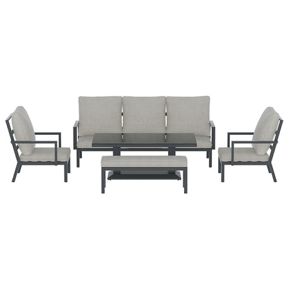 Gardeon 5-Piece Outdoor Furniture Setting Table Chair Set Aluminium Sofa 7-Seater ALU-SOFA-5PCS-BENCH-AB