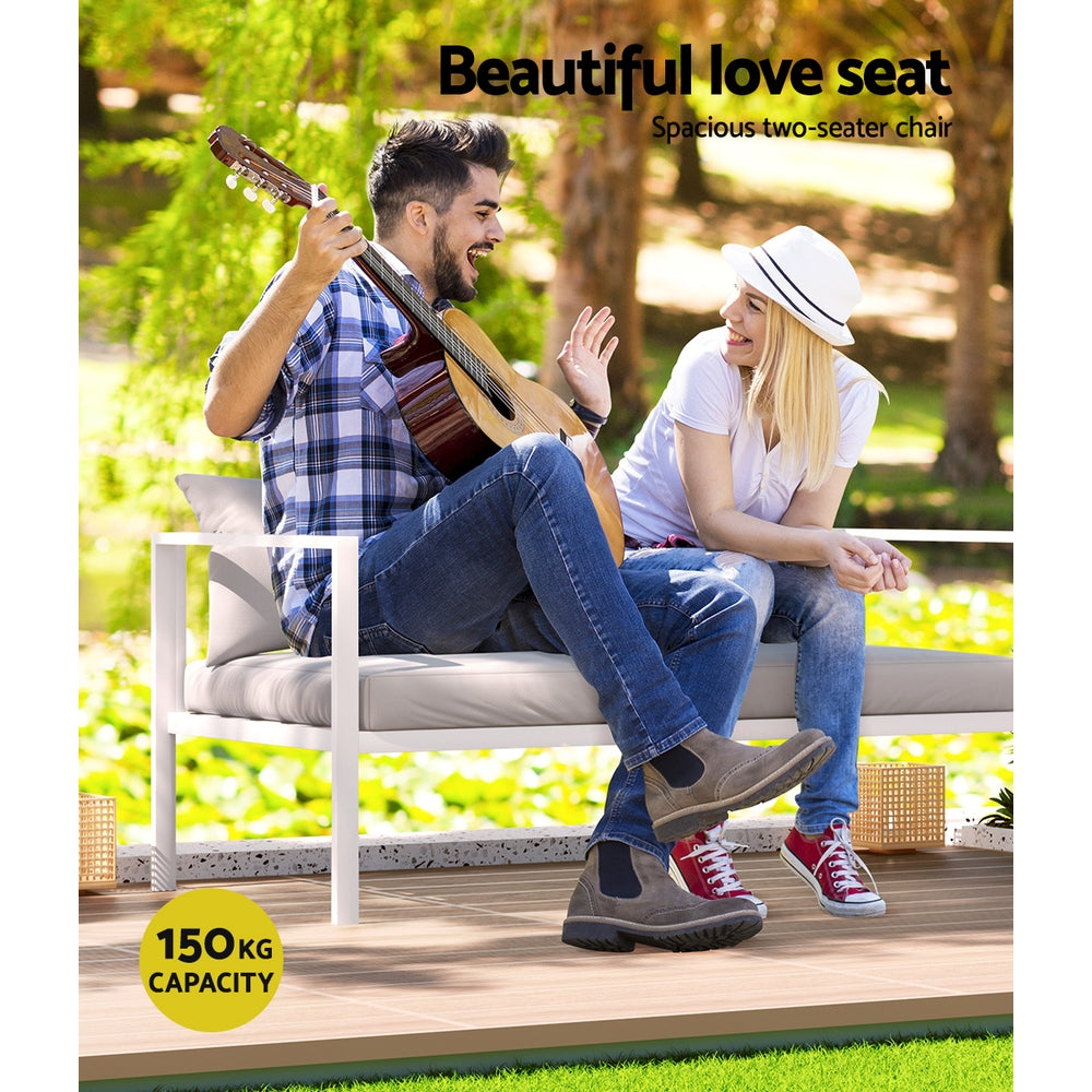 Gardeon 4 Seater Outdoor Sofa Set Aluminium Lounge Setting ALU-SOFA-AL-4PCS-WH