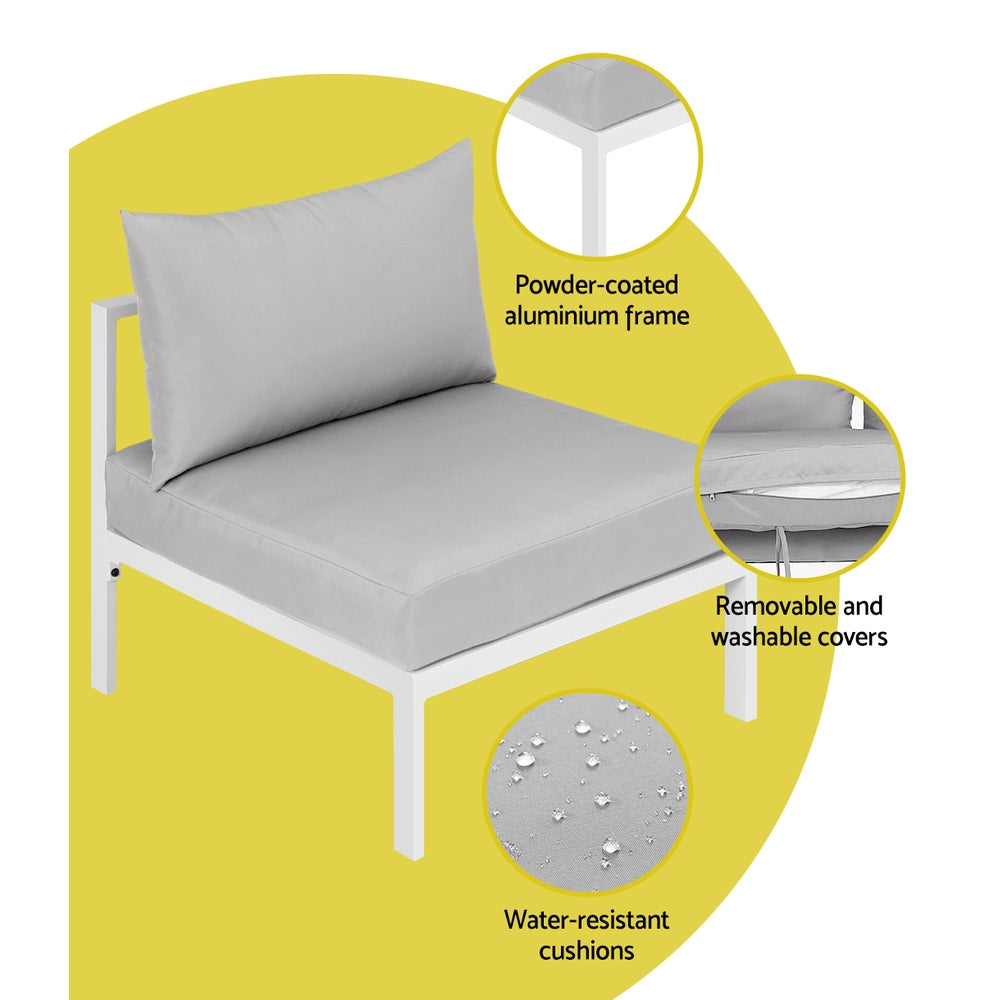 Gardeon 4 Seater Outdoor Sofa Set Aluminium Lounge Setting ALU-SOFA-AL-4PCS-WH