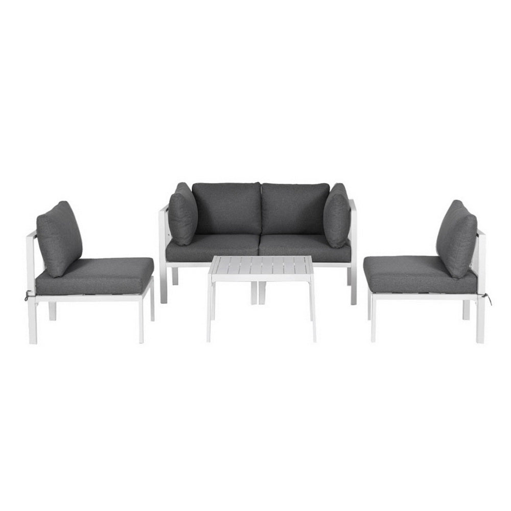 Gardeon 6PCS Outdoor Sofa Set Aluminium Table and Chairs Lounge Patio Furniture ALU-SOFA-AL-6PCS-WH-AB