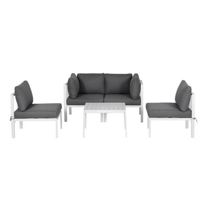 Gardeon 6PCS Outdoor Sofa Set Aluminium Table and Chairs Lounge Patio Furniture ALU-SOFA-AL-6PCS-WH-AB