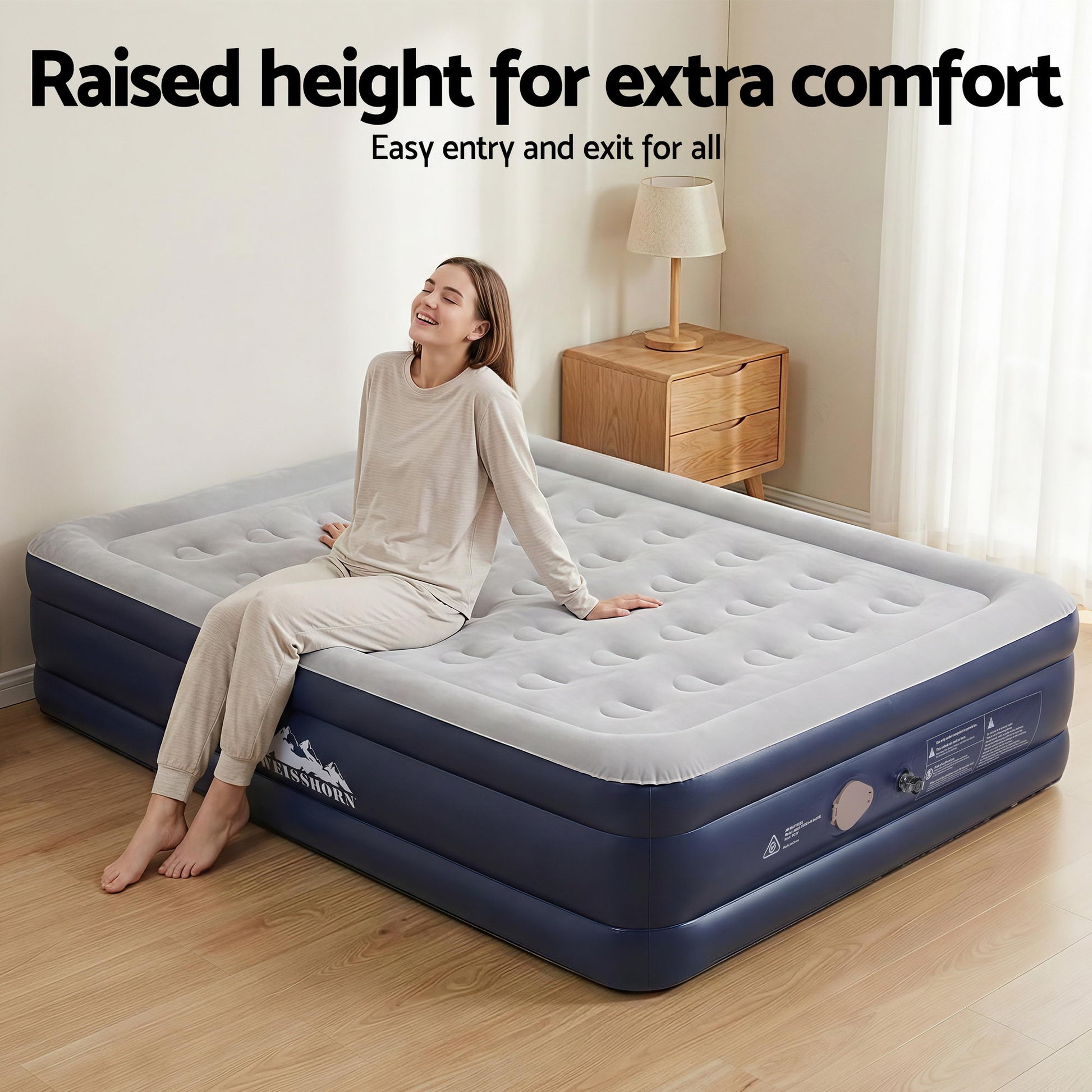 Weisshorn Air Mattress Queen Inflatable Bed 46cm Air bed Cube AMAT-CUB03-46-Q-GYBL