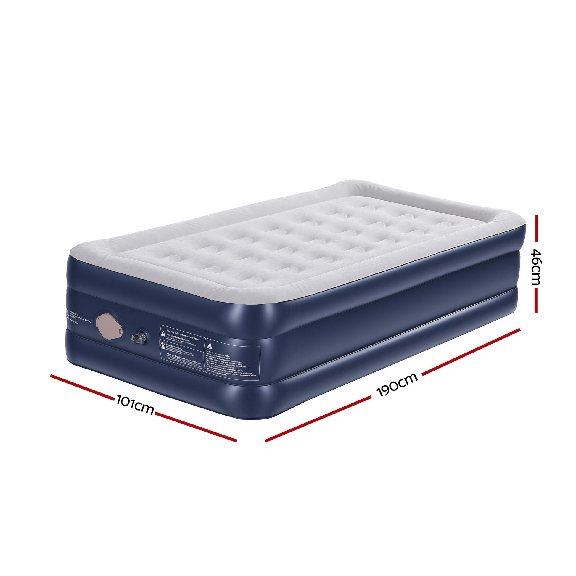 Weisshorn Air Mattress Single Inflatable Bed 46cm Air bed Cube AMAT-CUB03-46-S-GYBL