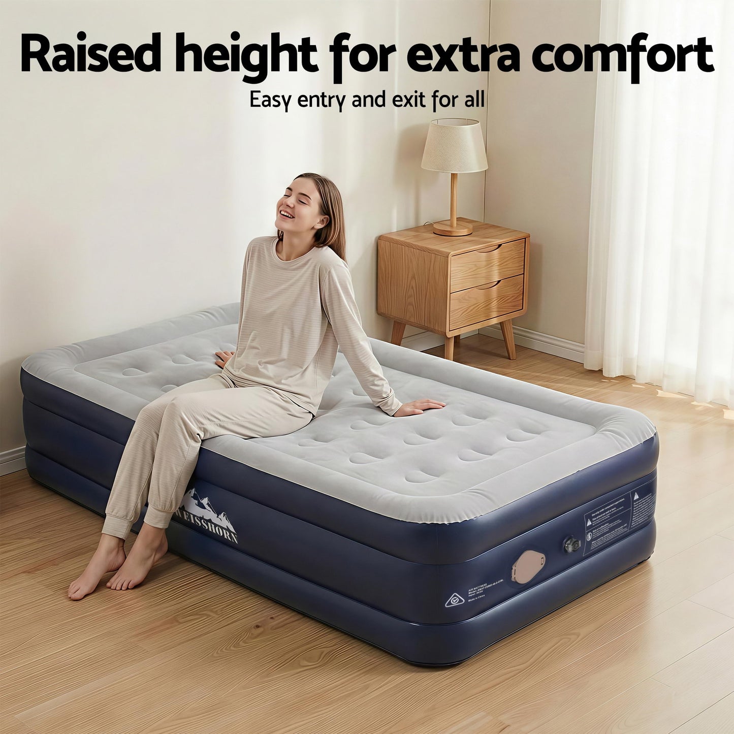 Weisshorn Air Mattress Single Inflatable Bed 46cm Air bed Cube AMAT-CUB03-46-S-GYBL