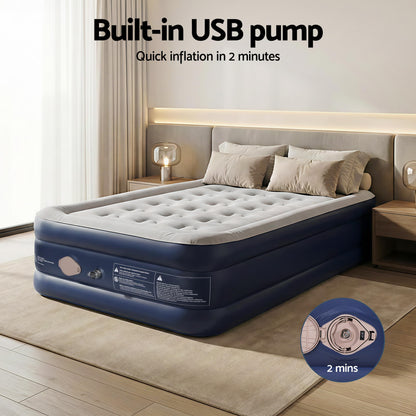 Weisshorn Air Mattress Single Inflatable Bed 46cm Air bed Cube AMAT-CUB03-46-S-GYBL