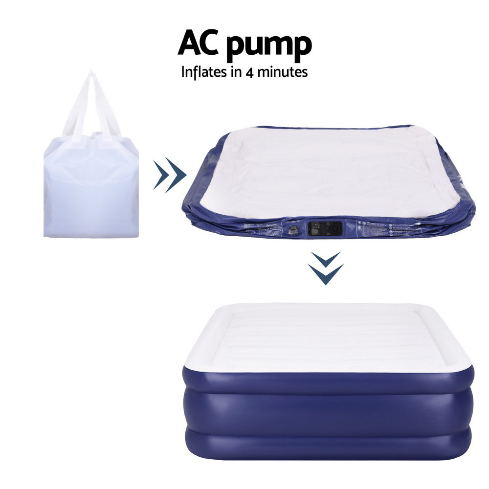 Weisshorn Air Mattress Queen Inflatable Bed Air bed 51cm AMAT-PIP01-51-Q-WHDBL