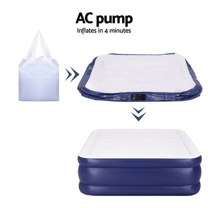 Weisshorn Air Mattress Queen Inflatable Bed Air bed 51cm AMAT-PIP01-51-Q-WHDBL