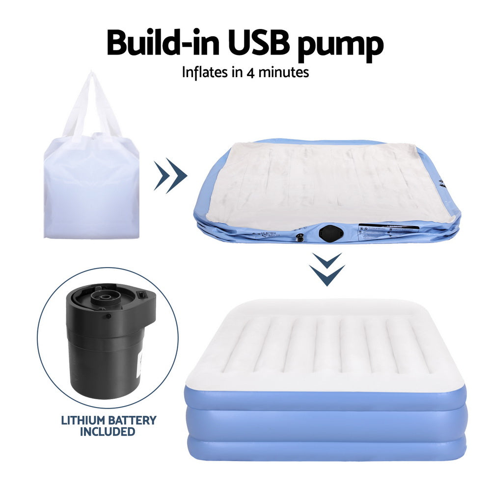 Weisshorn Air Mattress Queen Inflatable Bed 50cm Air bed AMAT-PLO02-50-Q-WHBL