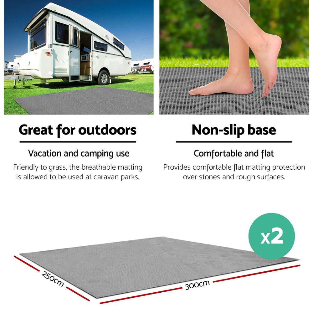 Weisshorn 3M X 2.5M Annex Matting Floor Mats Mesh Caravan Camping Annexe 2pcs ANNEXE-MAT-3M-GREY-LX2