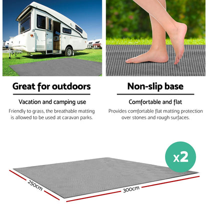 Weisshorn 3M X 2.5M Annex Matting Floor Mats Mesh Caravan Camping Annexe 2pcs ANNEXE-MAT-3M-GREY-LX2
