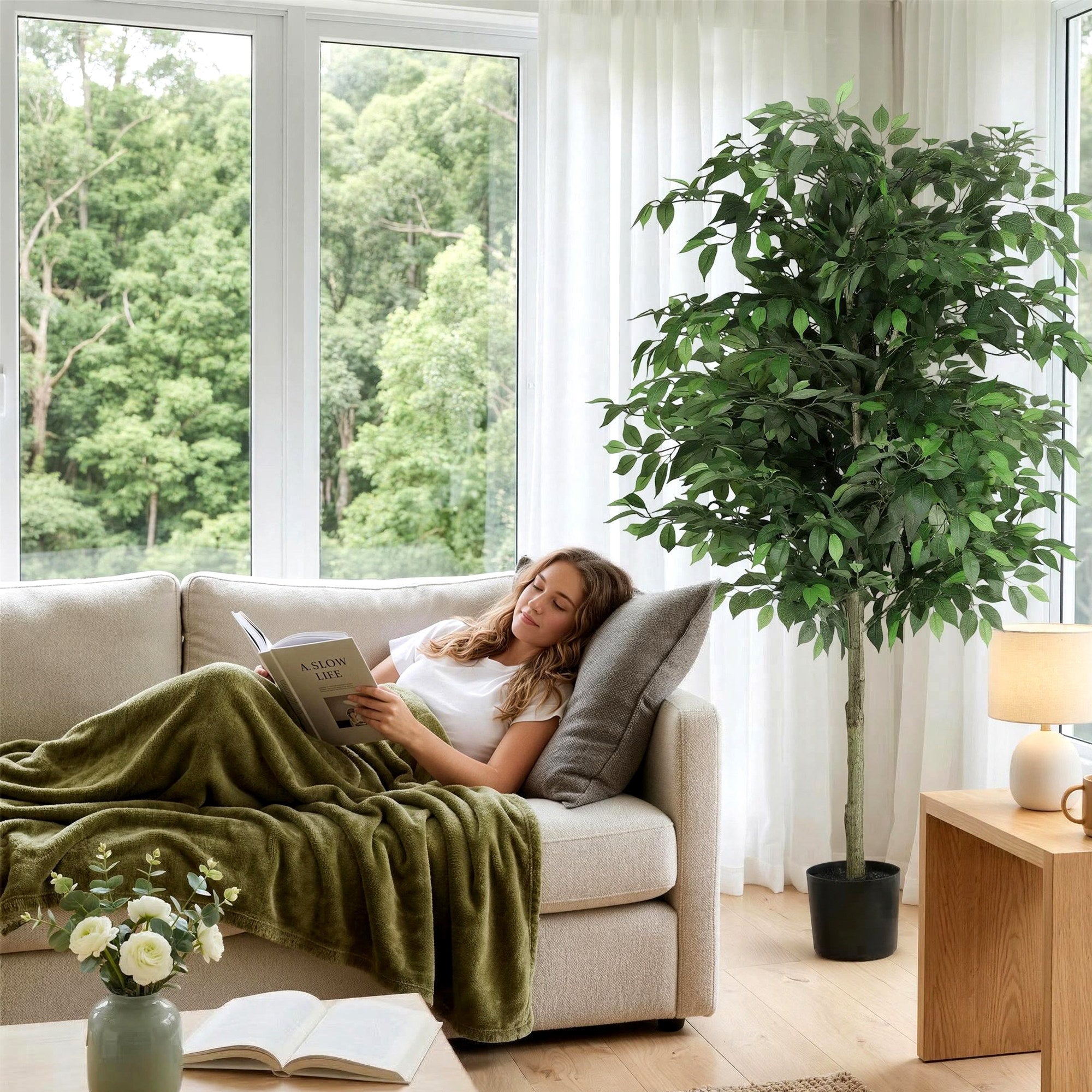 Artiss 180cm Artificial Ficus Tree Faux Trees Indoor Decor Artificial Plants Lifelike Plant 1.8M AP-TREE-FICUS-180