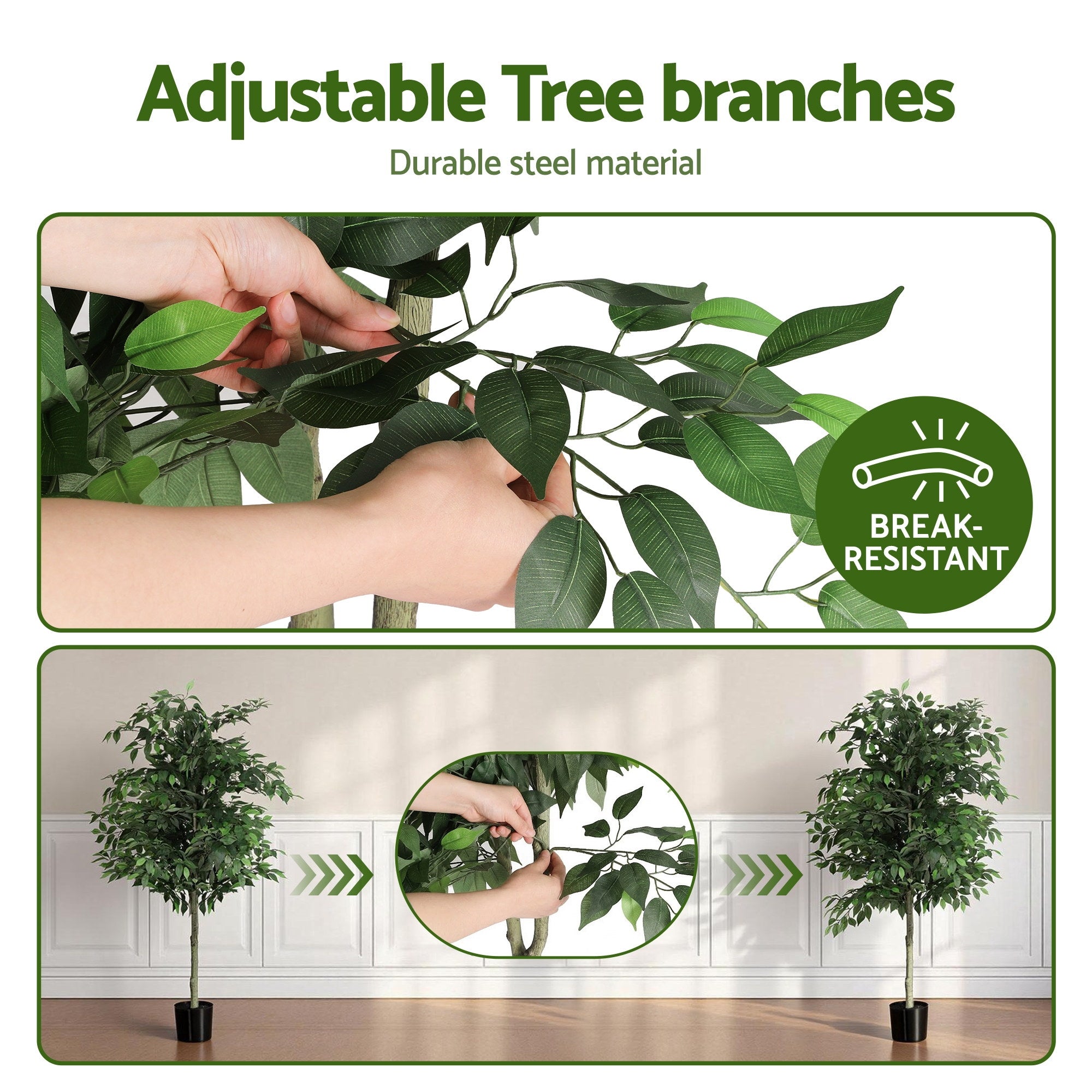 Artiss 180cm Artificial Ficus Tree Faux Trees Indoor Decor Artificial Plants Lifelike Plant 1.8M AP-TREE-FICUS-180