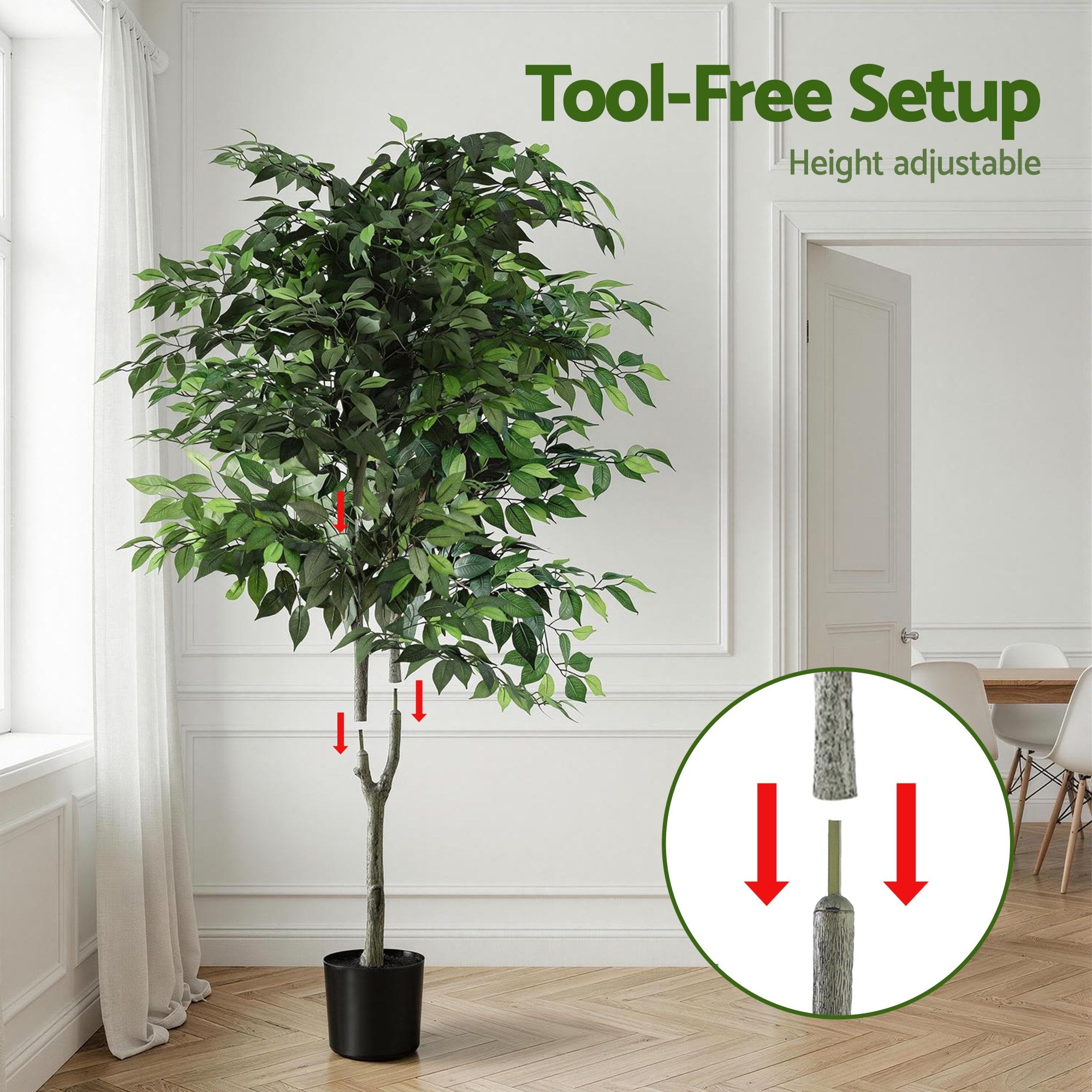 Artiss 180cm Artificial Ficus Tree Faux Trees Indoor Decor Artificial Plants Lifelike Plant 1.8M AP-TREE-FICUS-180
